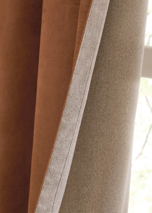 Furn Verso Reversible Suede-look Blackout Eyelet Curtain Pair Cinnamon - 46W X 54D (117x137cm Image 3