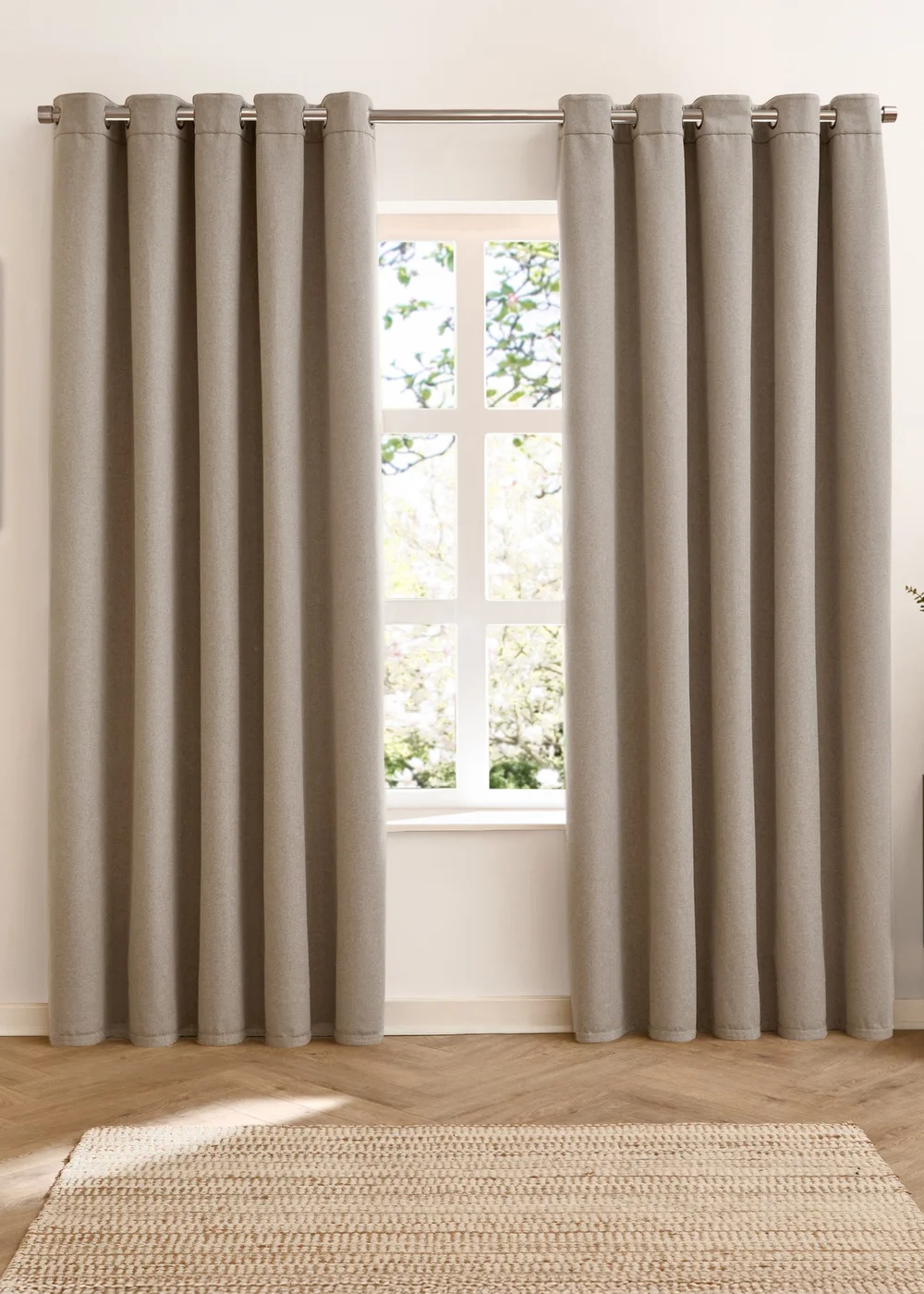 Furn Verso Reversible Suede-look Blackout Eyelet Curtain Pair Mocha - 46W X 54D (117x137cm Image 4