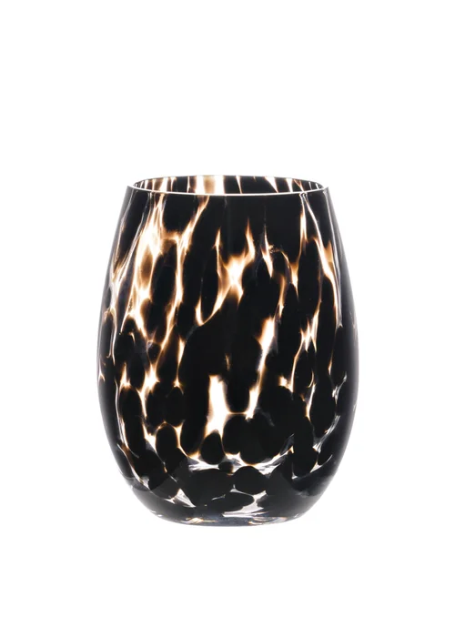 Hestia Set of 2 Dark Brown Tortoise Shell Tumbler Glasses - One Size Image 2