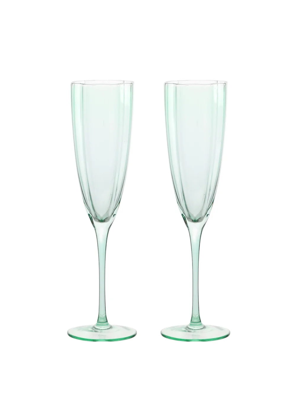 Hestia Set of 2 Scallop Champagne Glasses Green - One Size Image 1