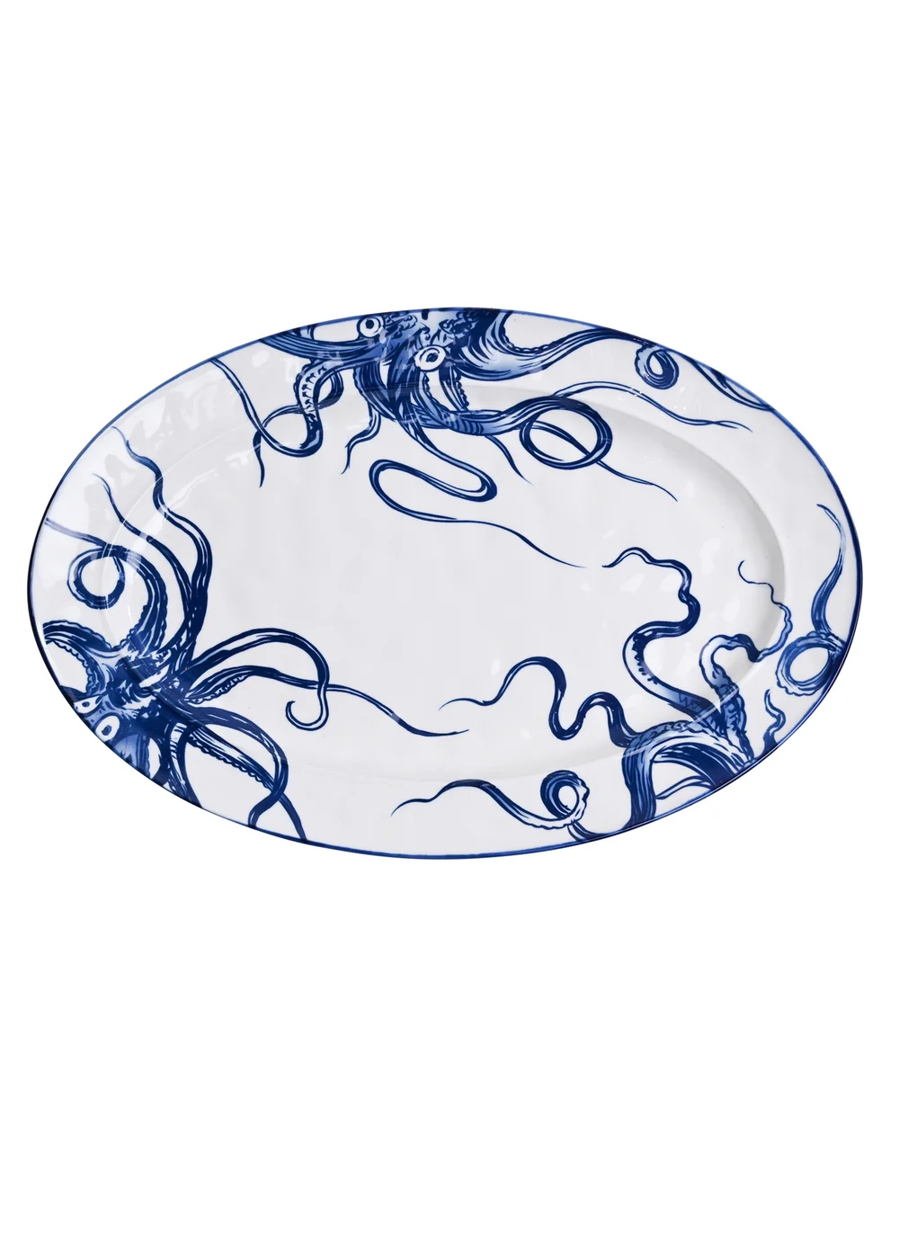 Hestia Blue Oval Plate Octopus Design - One Size Image 1