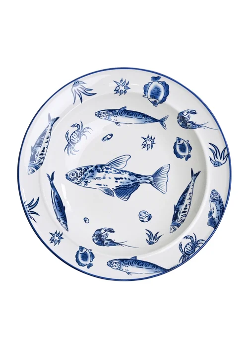 Hestia Blue Deep Bottom Plate Fish Design - One Size Image 1