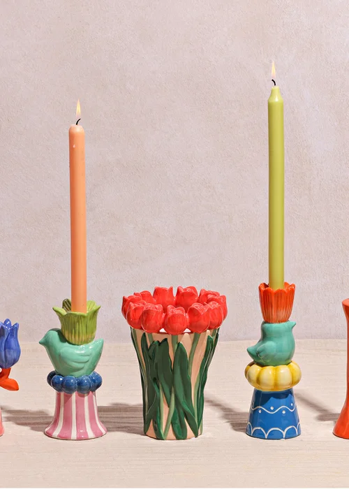 Hestia Bird & Green Flower Candle Holder - One Size Image 4