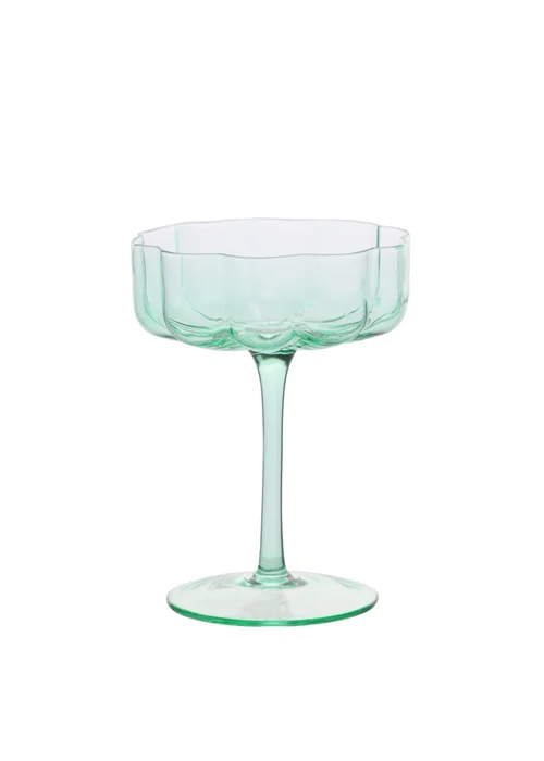Hestia Green Scallop Saucer Glasses Set of 2 - One Size Image 2