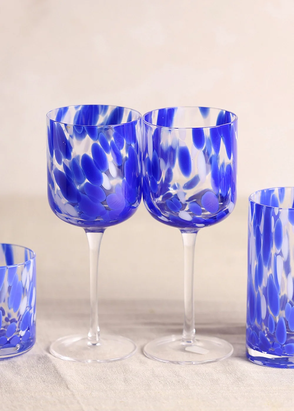 Hestia Blue Tortoise Shell Wine Glasses Set of 2 - One Size Image 1