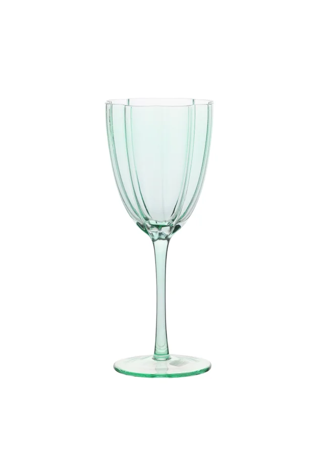 Hestia Scallop Wine Glasses Green Set of 2