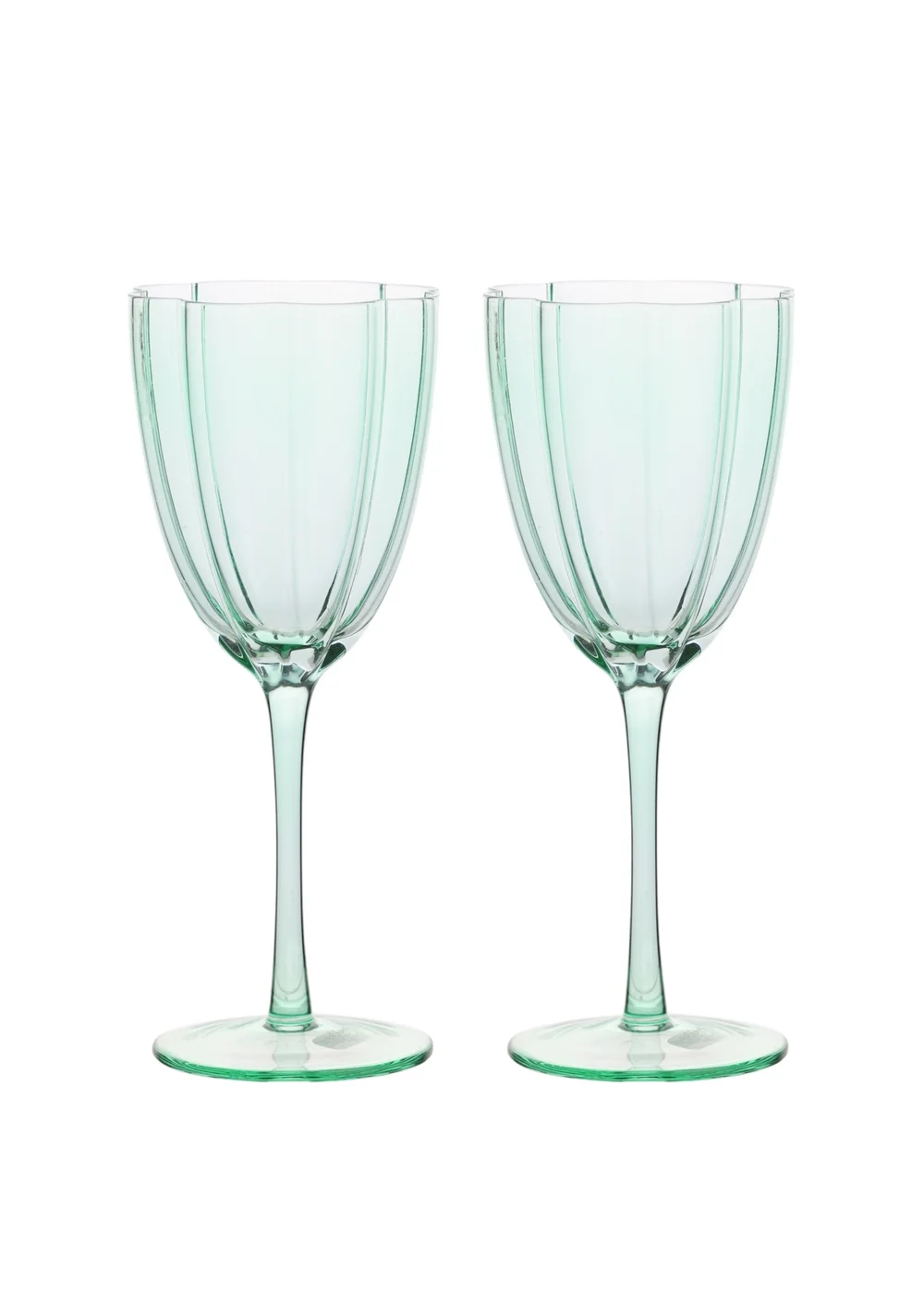 Hestia Scallop Wine Glasses Green Set of 2 - One Size Image 1