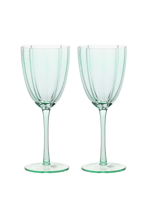 Hestia Scallop Wine Glasses Green Set of 2 - One Size Image 1