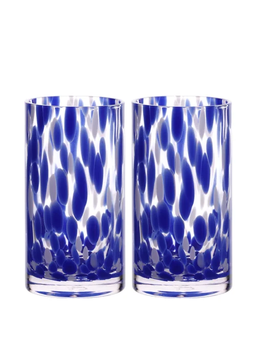Hestia Blue Tortoise Shell Hi Ball Glasses Set of 2 - One Size Image 1