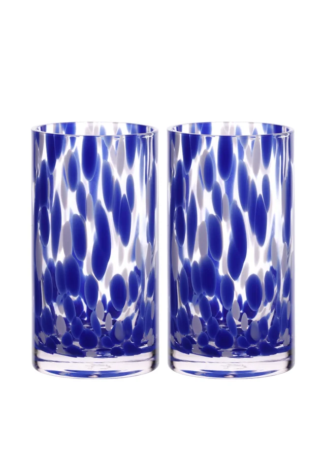 Hestia Blue Tortoise Shell Hi Ball Glasses Set of 2