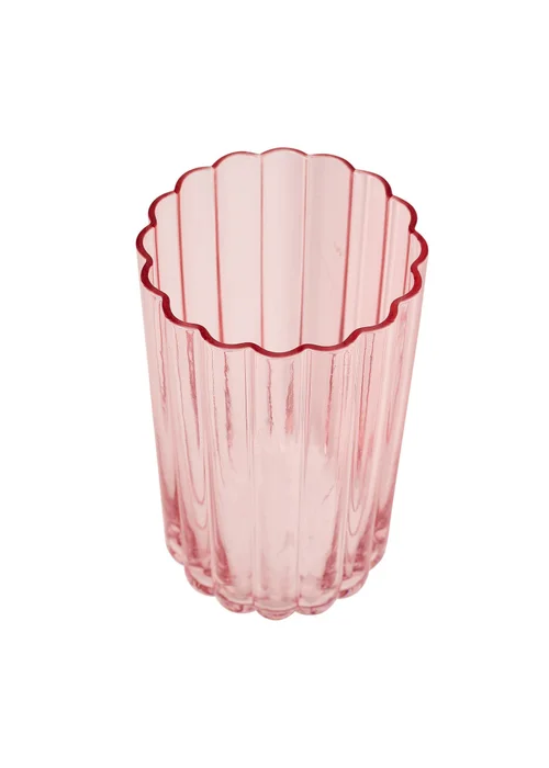 Hestia Bright Pink Scalloped Glass Tumblers Large Set of 2 - One Size Image 4