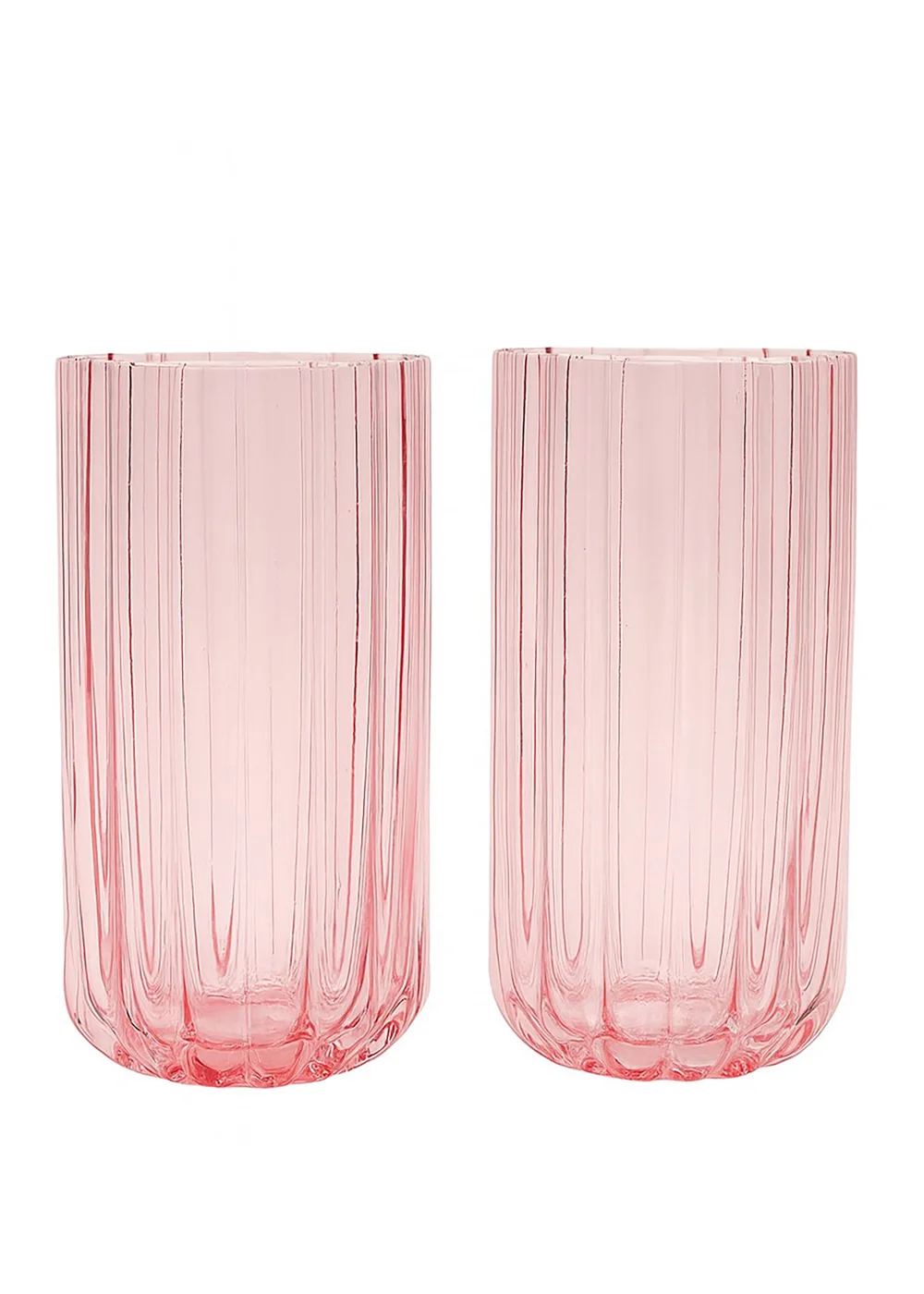 Hestia Bright Pink Scalloped Glass Tumblers Large Set of 2 - One Size Image 2