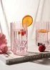 Hestia Bright Pink Scalloped Glass Tumblers Large Set of 2 - One Size Image 1