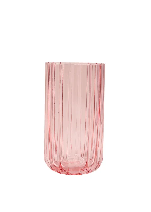 Hestia Bright Pink Scalloped Glass Tumblers Large Set of 2 - One Size Image 3