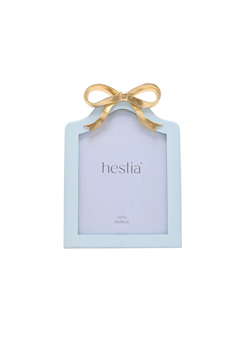 Hestia Soft Blue with Gold Ribbon Photo Frame - One Size Image 2