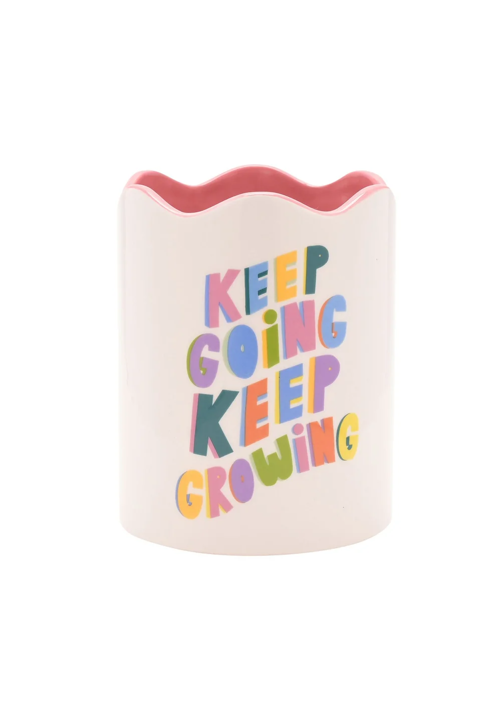 Raspberry Blossom Multi-coloured Plant Pot Keep Growing Saying - One Size Image 2