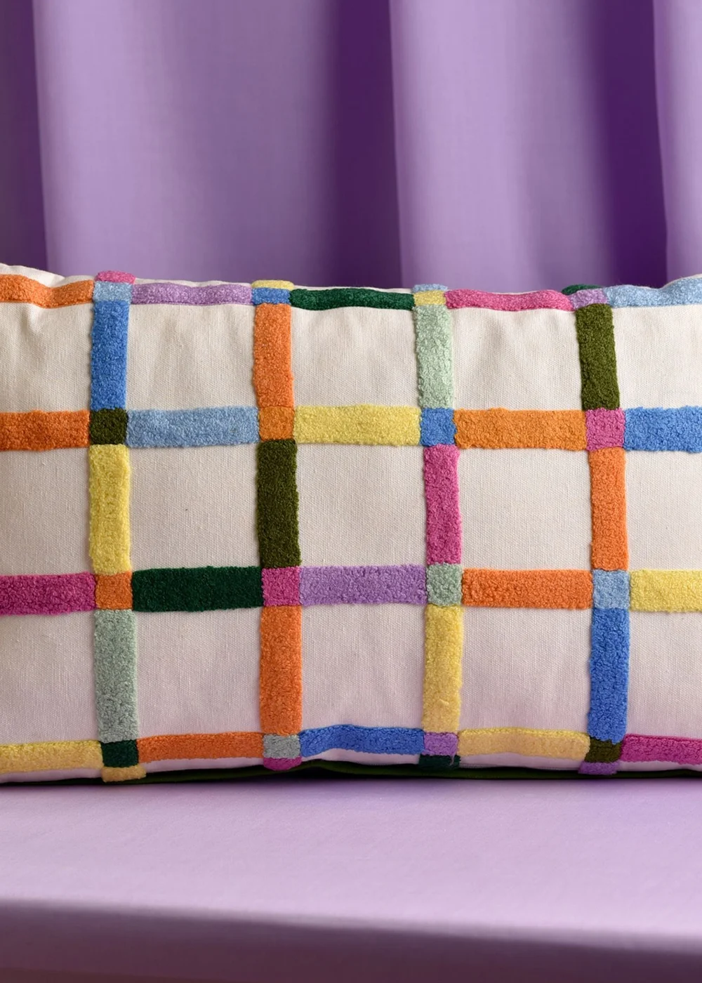 Raspberry Blossom Rectangular Tufted Cotton Patterned Cushion 30x48cm - One Size Image 1