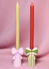 Raspberry Blossom Candlestick Holders With Bow Set of 2 - One Size Image 1