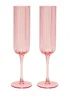 Hestia Bright Pink Scalloped Glass Champagne Flutes Set of 2 - One Size Image 2