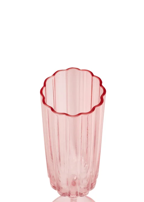 Hestia Bright Pink Scalloped Glass Champagne Flutes Set of 2 - One Size Image 4