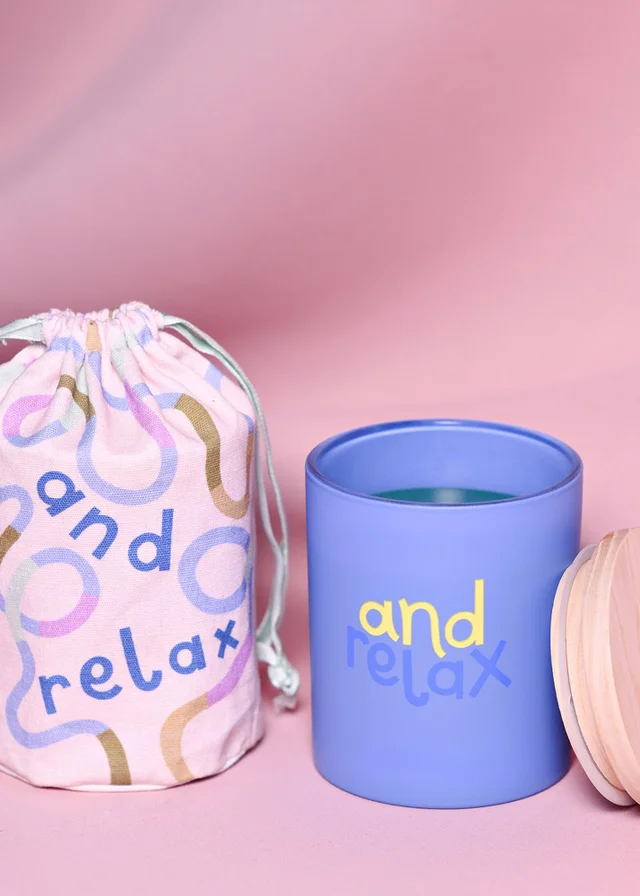 Raspberry Blossom Blue Fragranced Candle In A Pouch And Relax