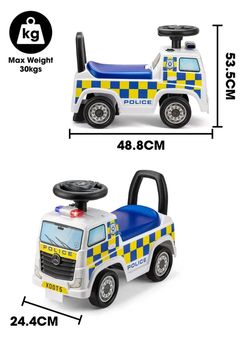Xootz Mercedes-Benz Police Foot to Floor Ride On White - One Size Image 6