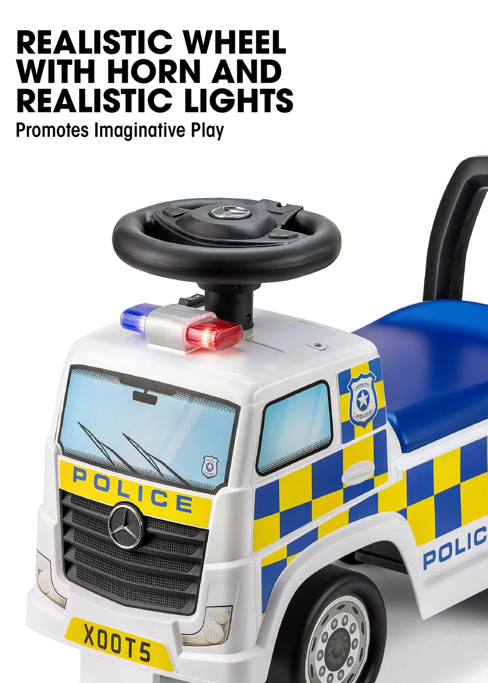 Xootz Mercedes-Benz Police Foot to Floor Ride On White - One Size Image 5