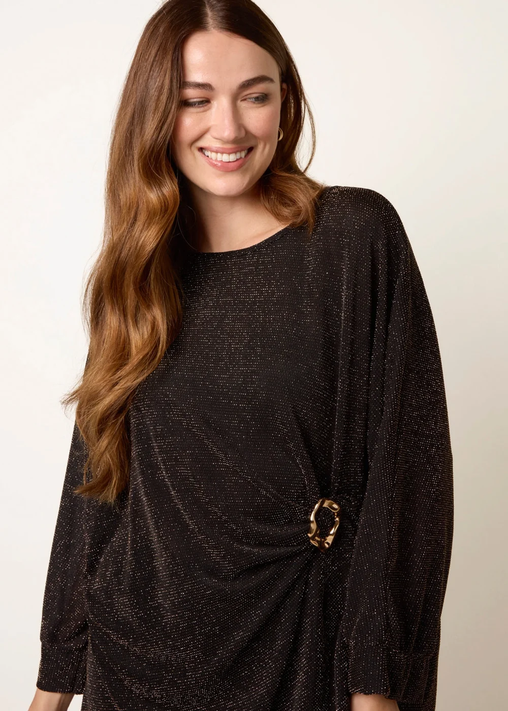 Blue Vanilla Black Buckle Metallic Top - One Size Image 2