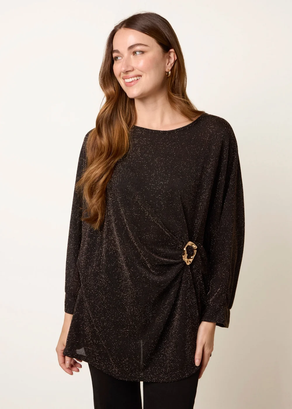 Blue Vanilla Black Buckle Metallic Top - One Size Image 1