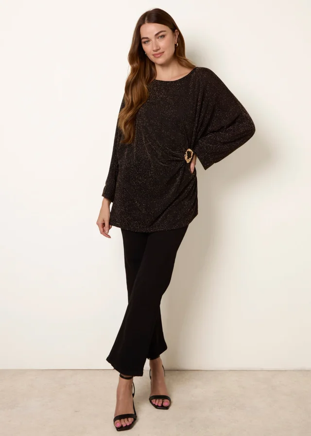 Blue Vanilla Black Buckle Metallic Top