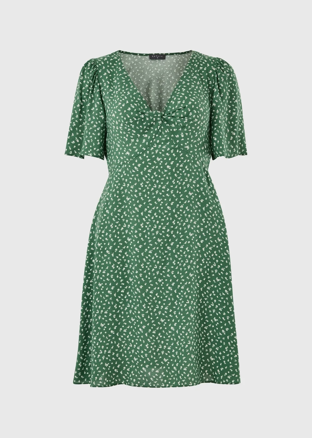 Green Ditsy Floral Print Mini Tea Dress - 8 Image 4