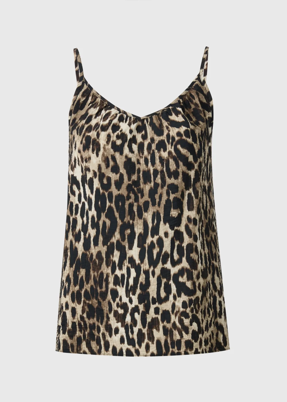 Brown Leopard Print Ruched Cami Top - 18 Image 3