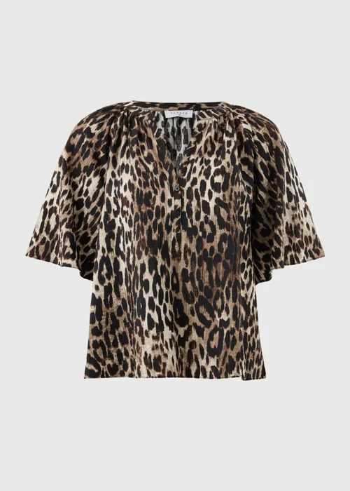Brown Animal Print Popover Blouse - 8 Image 4