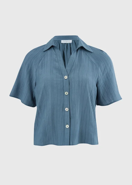 Blue Crinkle Textured Co Ord Shirt - 18 Image 4
