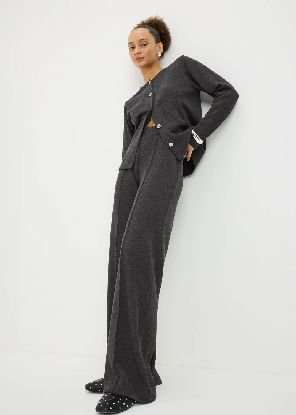 Charcoal Soft Touch Co Ord Trousers - Size 18 33 leg Image 1