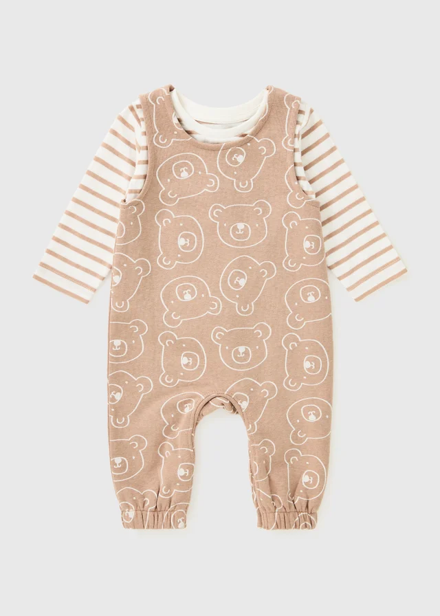 Baby Brown Bear Print Top & Dungaree Set (Newborn-23mths)
