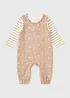 Baby Brown Bear Print Top & Dungaree Set (Newborn-23mths) - Up to 1 Month Image 1
