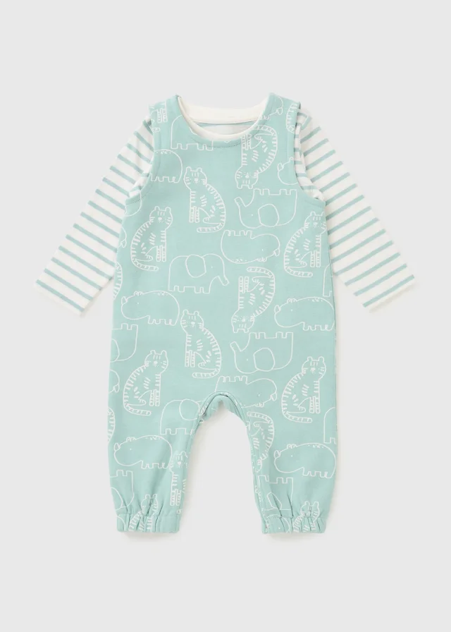 Baby Sage Animal Top & Dungaree Set (Newborn-23mths)
