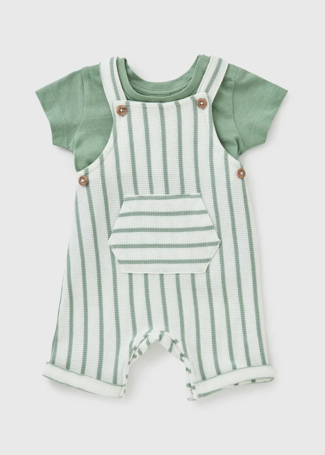 Baby Green Stripe Top & Dungaree Set (Newborn-23mths)
