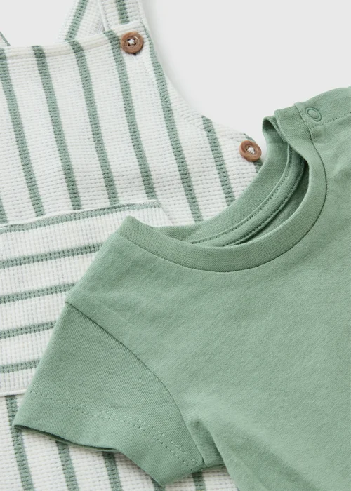 Baby Green Stripe Top & Dungaree Set (Newborn-23mths) - Up to 1 Month Image 2