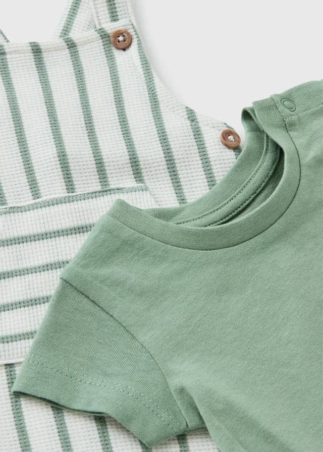 Baby Green Stripe Top & Dungaree Set (Newborn-23mths)