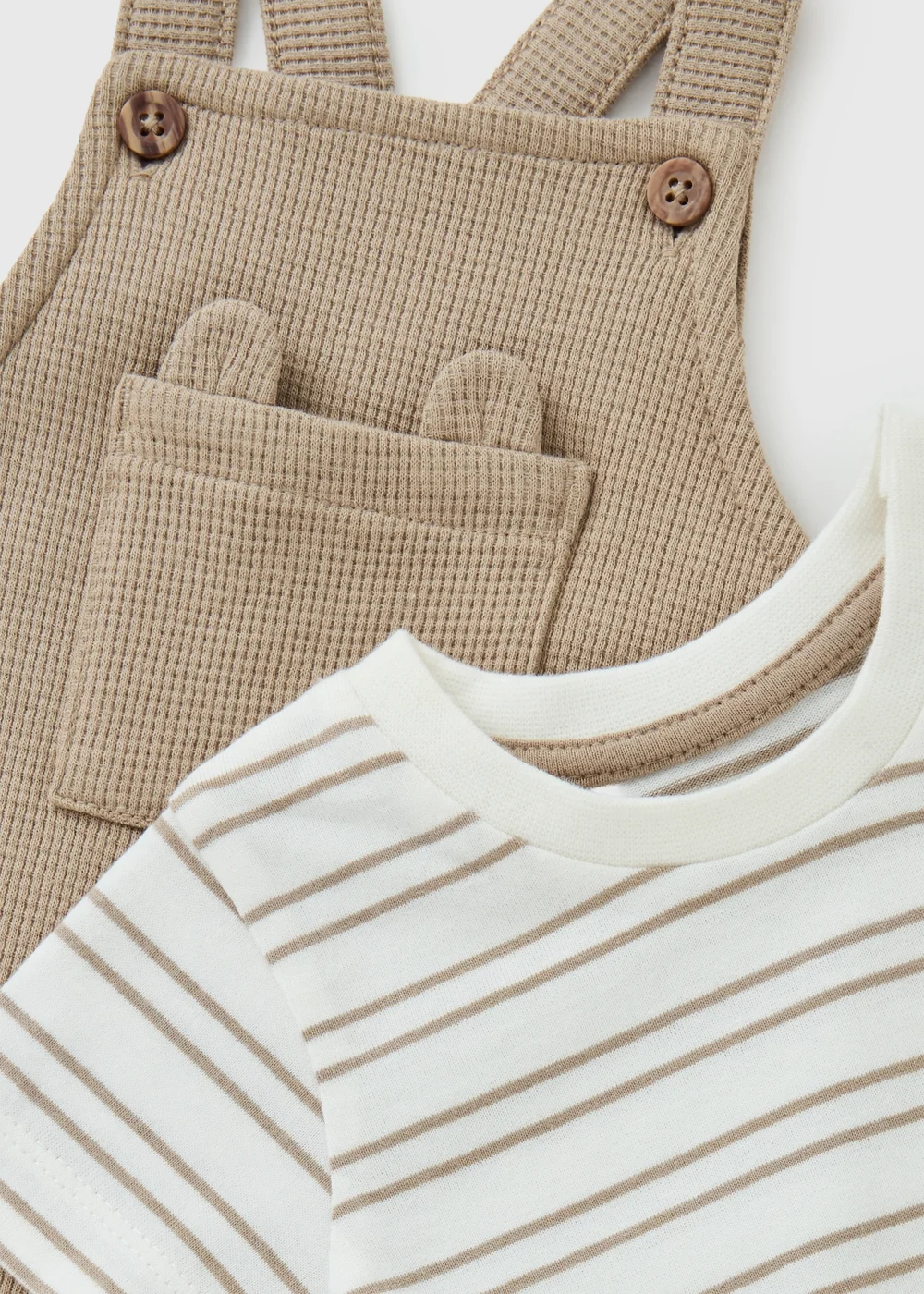 Baby Ecru Stripe Top & Dungaree Set (Newborn-23mths) - Up to 1 Month Image 2