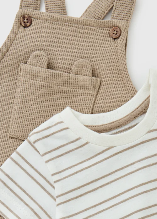 Baby Ecru Stripe Top & Dungaree Set (Newborn-23mths) - Up to 1 Month Image 2