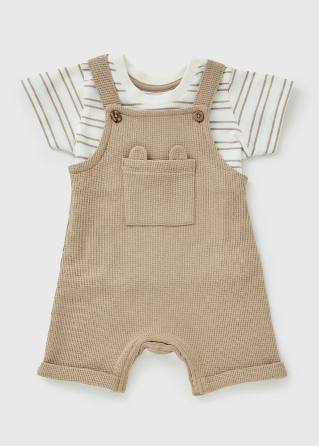 Baby Ecru Stripe Top & Dungaree Set (Newborn-23mths)