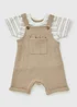 Baby Ecru Stripe Top & Dungaree Set (Newborn-23mths) - Up to 1 Month Image 1