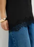 Black Asymmetric Lace Trim T-Shirt - Size 8 Image 3