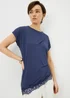 Navy Asymmetric Lace Trim Top - Size 8 Image 2