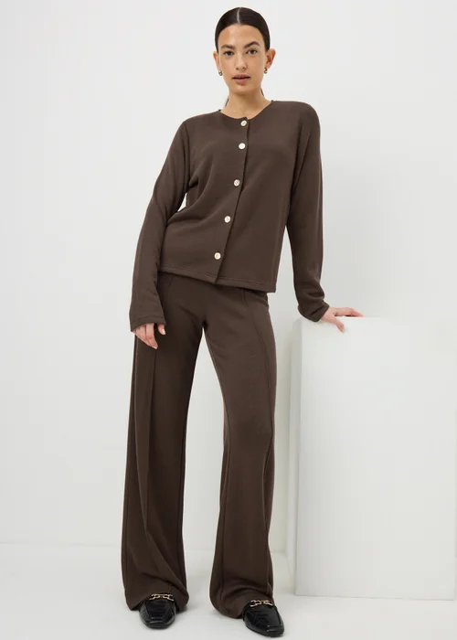 Chocolate Brown Button Front Co-Ord Cardigan - Size 14 Image 2