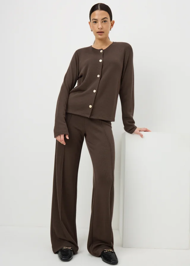 Brown Button Front Co Ord Cardigan