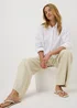 Oatmeal Linen Blend Wide Leg Trousers - Size 08 29 leg Image 1